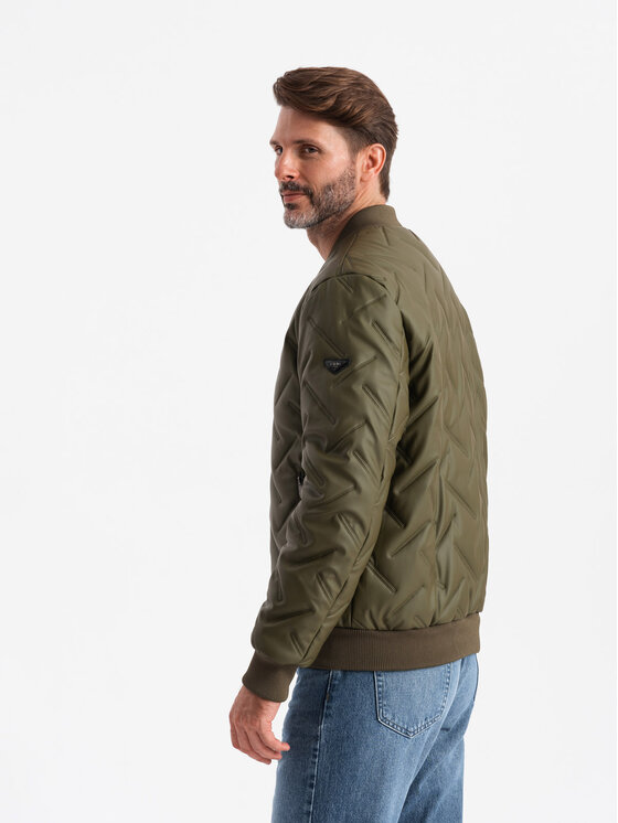 Ombre Ombre Kurtka bomber OM-JALP-0196 Zielony Regular Fit