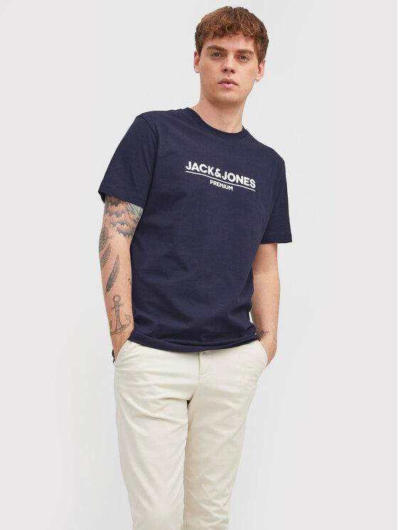 Jack&Jones PREMIUM Jack&Jones PREMIUM T-Shirt Branding 12205731 Granatowy Regular Fit