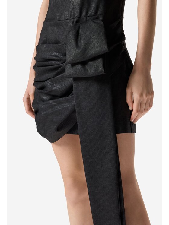 PINKO PINKO Φόρεμα κοκτέιλ Abito corto gessato con drappeggio Μαύρο Slim Fit