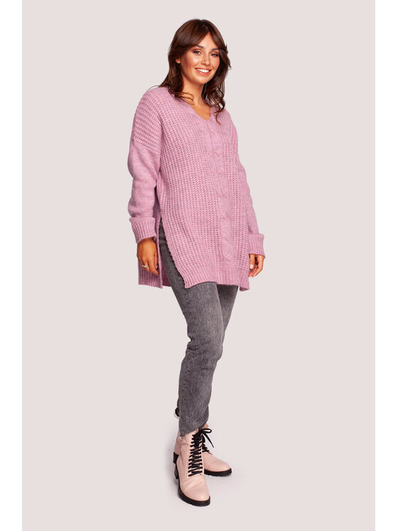 BeWear BeWear Sweter BK087 Różowy Modern Fit