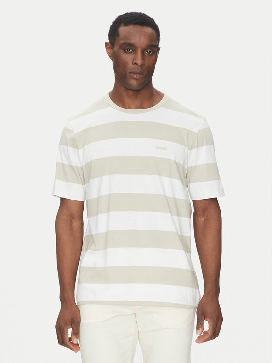 BOSS BOSS T-krekls TalesStripe 50499334 Bēšs Relaxed Fit
