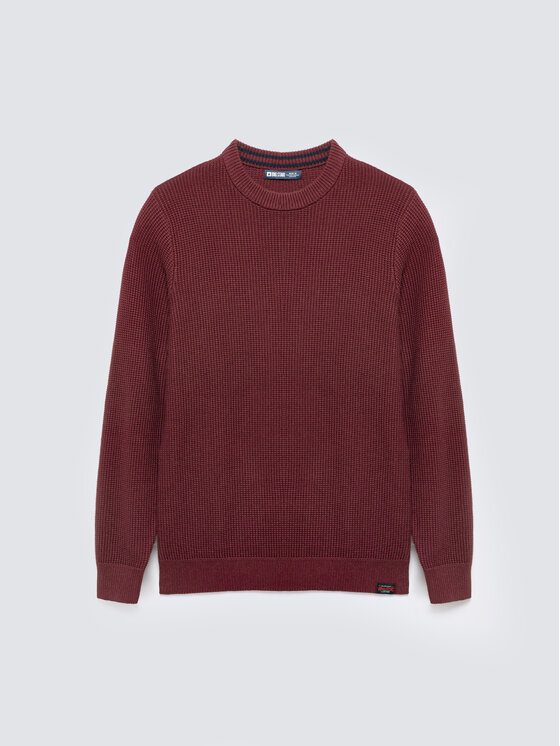 BIG STAR BIG STAR Sweter CARLO Bordowy Basic Fit