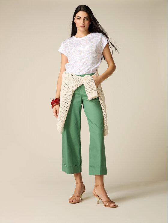 Oltre Oltre Pantaloni di tessuto P02BR009295N015 Verde Baggy Fit