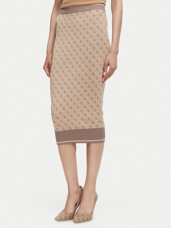 Guess Guess Пола тип молив W6YD19 Z0961 Бежов Slim Fit