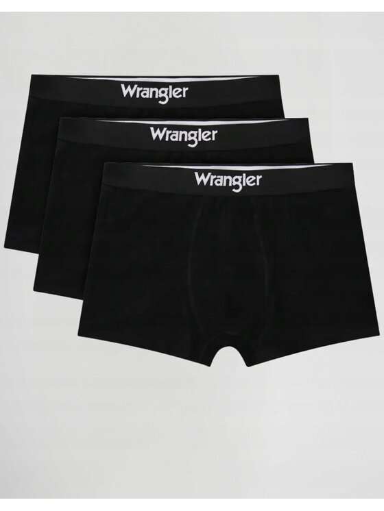 Wrangler Wrangler Bokserki Masson 3 Pack Cotton Elastane Trunks Czarny