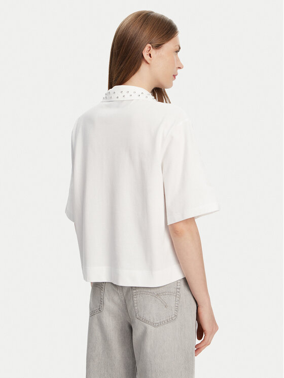Marella Marella Тениска с яка и копчета Gonzaga 2513951014 Бял Relaxed Fit