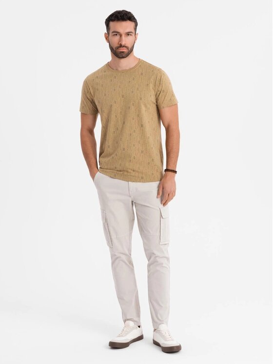 Ombre Ombre T-Shirt OM-TSFP-0225 Zielony Regular Fit