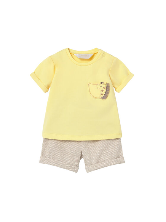 Mayoral Mayoral Set 2 tricouri și pantaloni scurți 1652 Galben Regular Fit