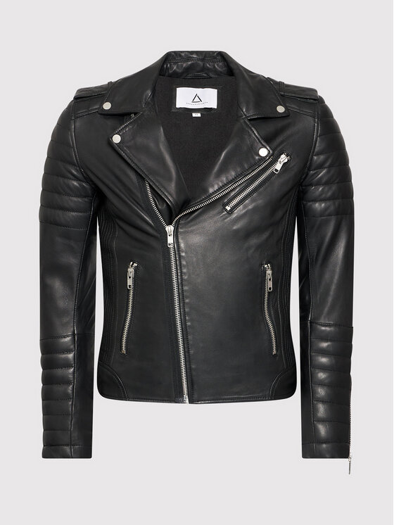 Serge Pariente Serge Pariente Lederjacke Hipster Schwarz Regular Fit