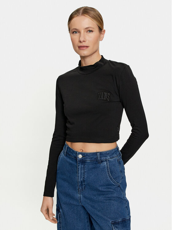 Vans Blúzka Mini Mock Neck Ls VN0007EZ Čierna Slim Fit