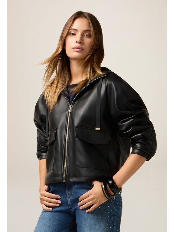 Oltre Oltre Giacca in similpelle R326J000278N033 Nero Over Fit