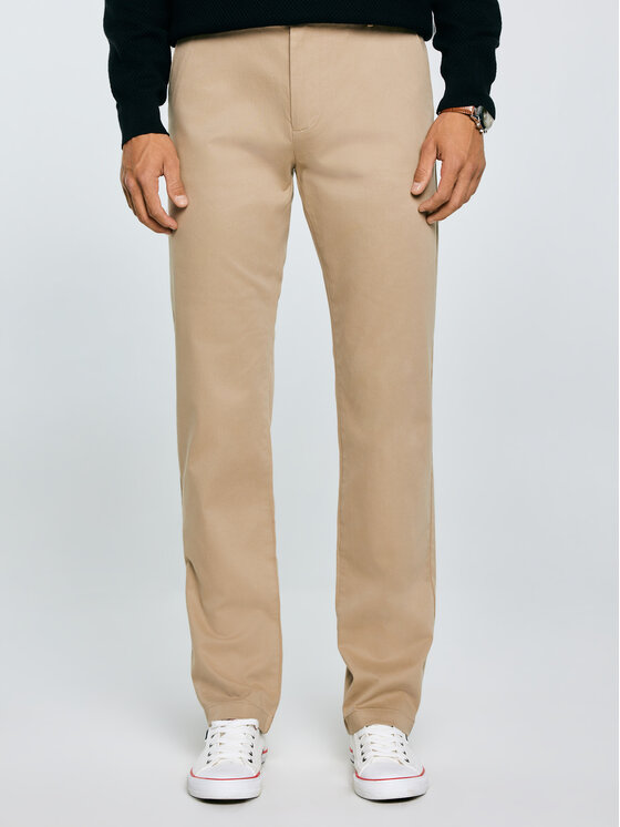 BIG STAR BIG STAR Chinosy TREVOR Beżowy Slim Fit