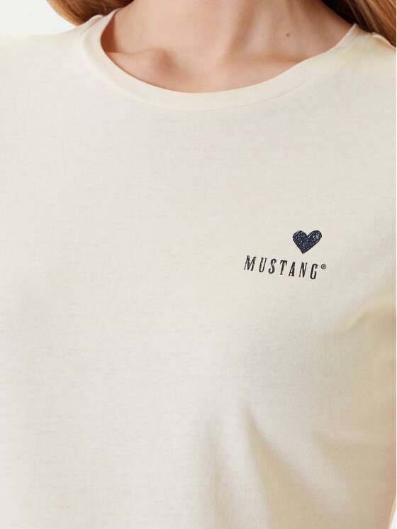 Mustang Mustang Marškinėliai Loa 1016509 Écru Slim Fit