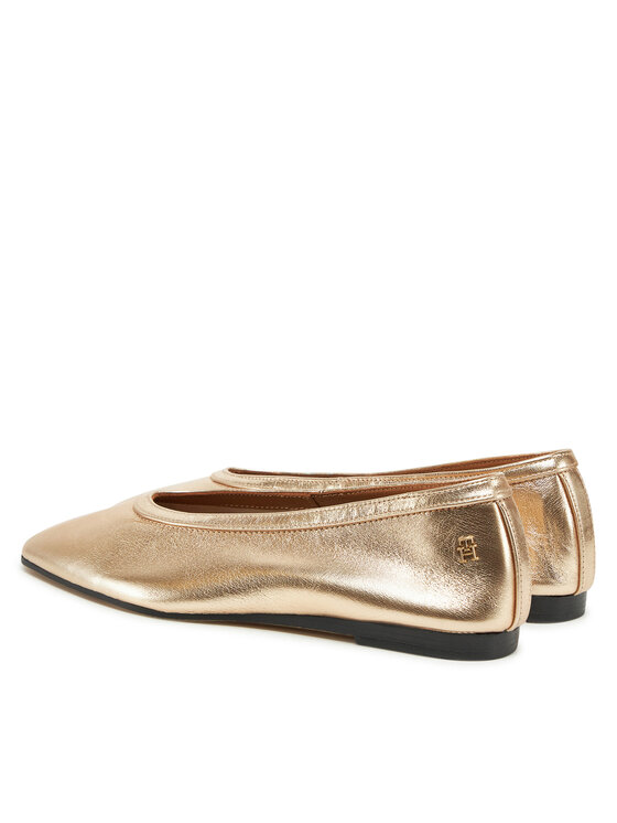 Tommy Hilfiger Tommy Hilfiger Μπαλαρίνες Soft Metal Lthr Ballerina No Bow FW0FW08601 Χρυσό