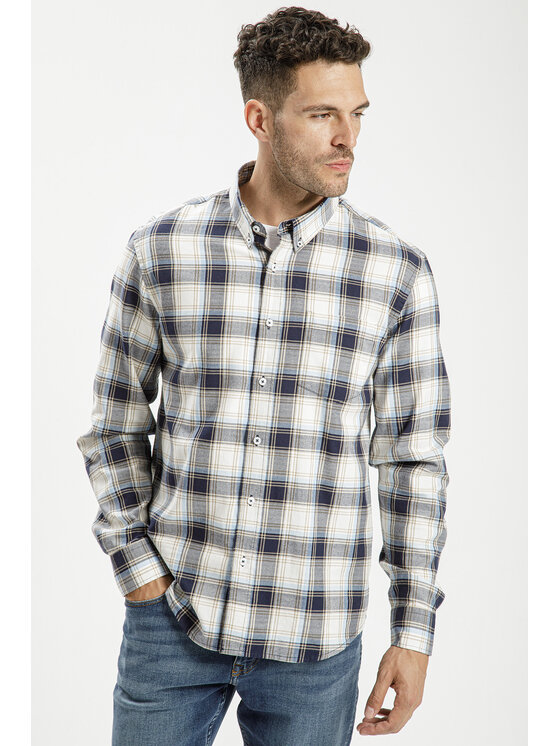 Cross Jeans Cross Jeans Koszula 35575-014 Niebieski Regular Fit