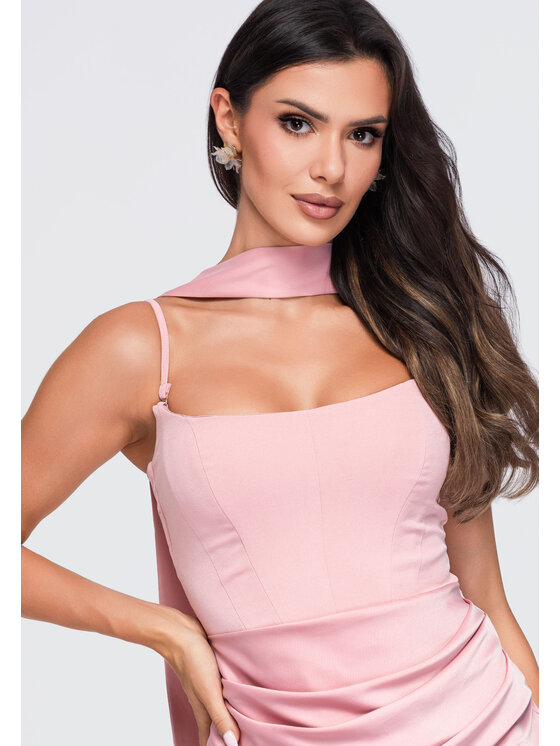 Ombre Ombre Sukienka wieczorowa LA-OM-DLR415 Różowy Slim Fit