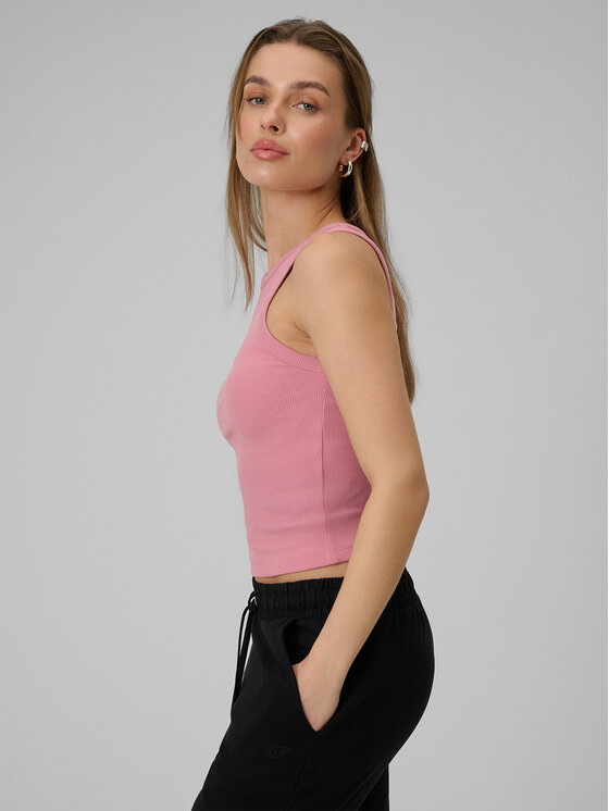 4F 4F Tank top ESSENTIALS Różowy jasny Slim Fit