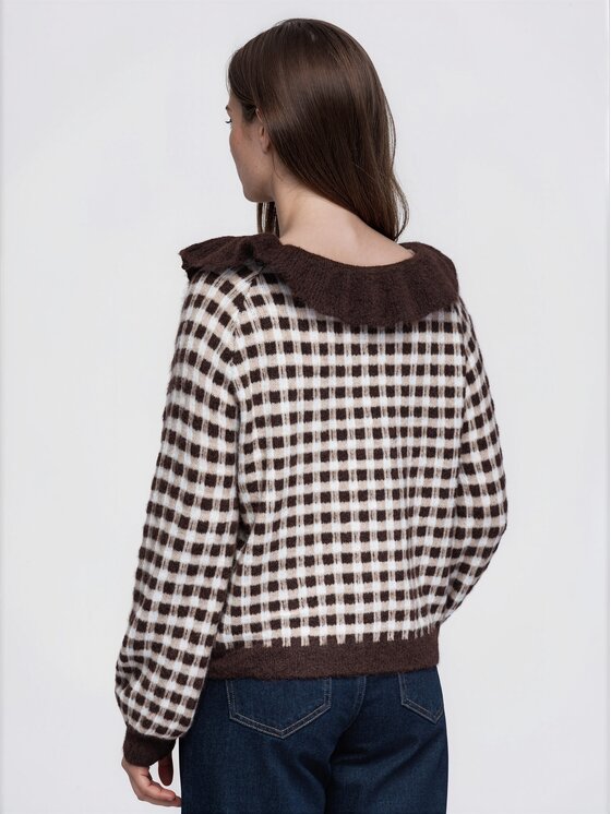 Ombre Ombre Sweter OW-SW-E0040 Brązowy Relaxed Fit