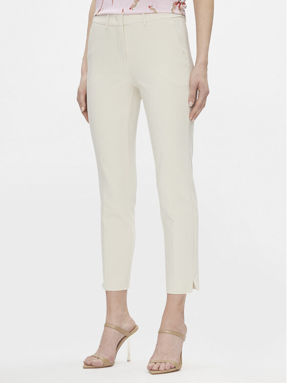 Marella Marella Kalhoty z materiálu Macario 2413131031200 Écru Regular Fit