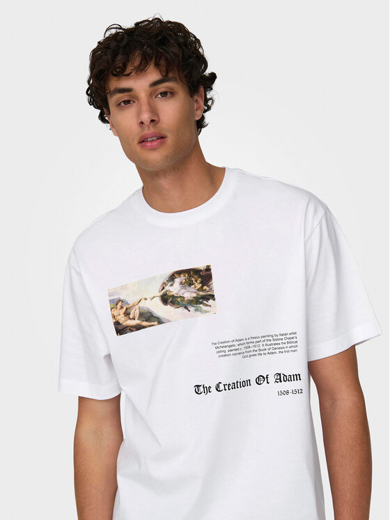 Only & Sons Only & Sons Тишърт Apoh 22028207 Бял Relaxed Fit