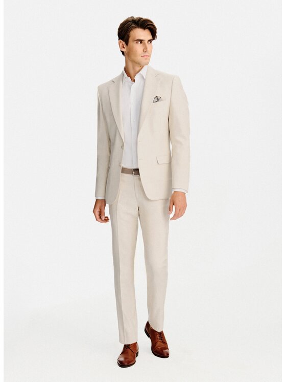 Pako Lorente Pako Lorente Spodnie garniturowe P26SF-6G-023 Beżowy Slim Fit