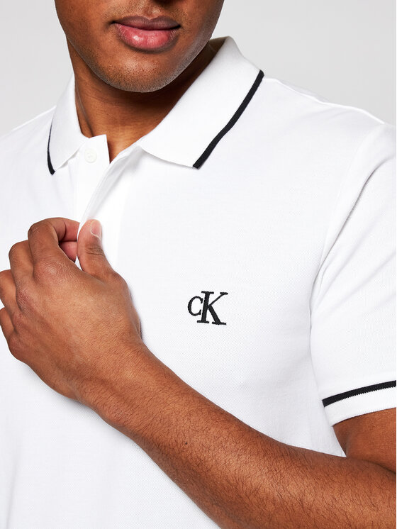 Calvin Klein Jeans Calvin Klein Jeans Polo marškinėliai J30J315603 Balta Slim Fit