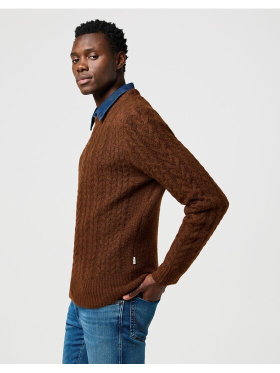 Wrangler Wrangler Sweter 112371665 Brązowy Regular Fit