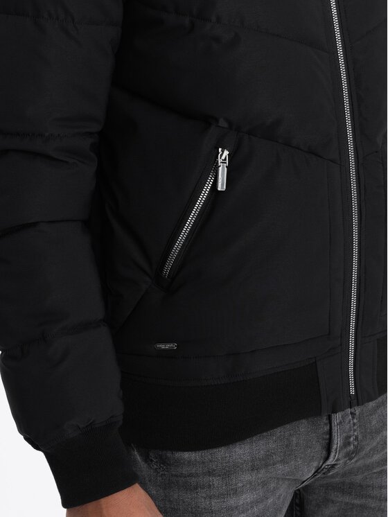 Ombre Ombre Kurtka bomber OM-JALP-0143 Czarny Regular Fit