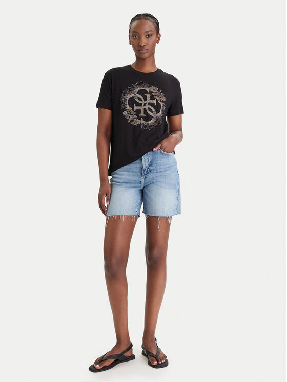 Guess Guess Póló E6GI01 K68D2 Fekete Regular Fit