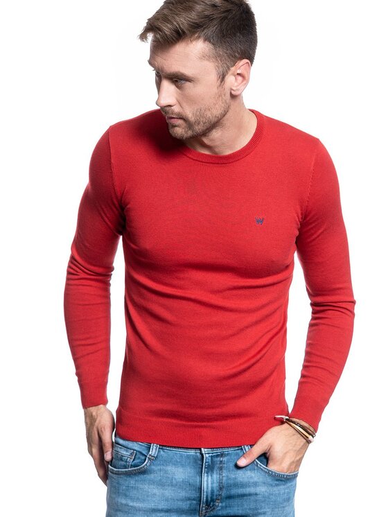 Wrangler Wrangler Maglione CREW KNIT Rosso Regular Fit