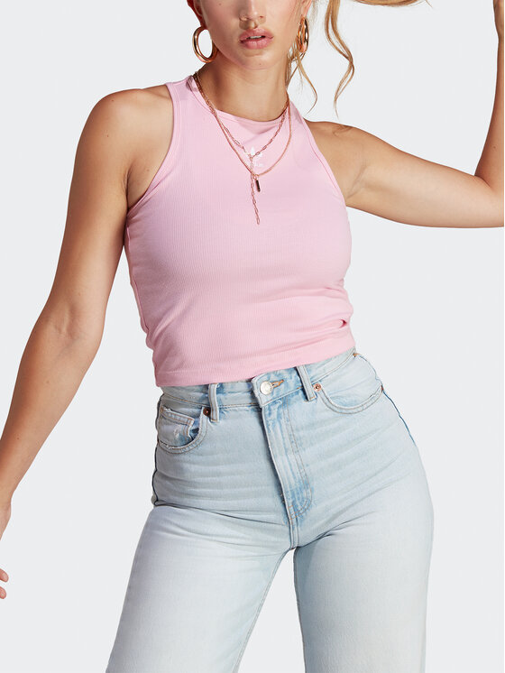 adidas T Shirt Adicolor Essentials Rib Tank Top IB9108 Rosa Slim Fit Modivo