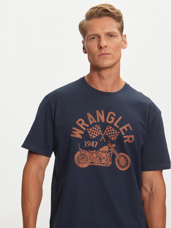 Wrangler Wrangler Marškinėliai Americana 112357436 Tamsiai mėlyna Regular Fit