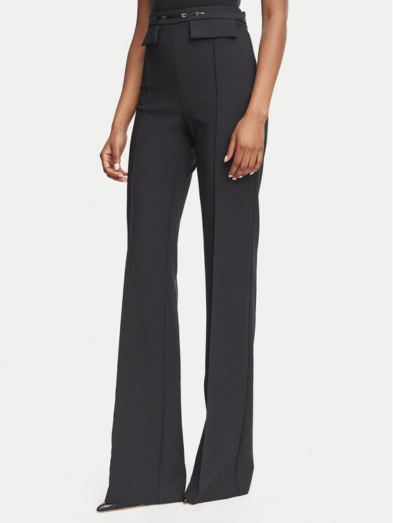 Elisabetta Franchi Elisabetta Franchi Bavlnené nohavice PA-196-66E2-V360 Čierna Palazzo Fit