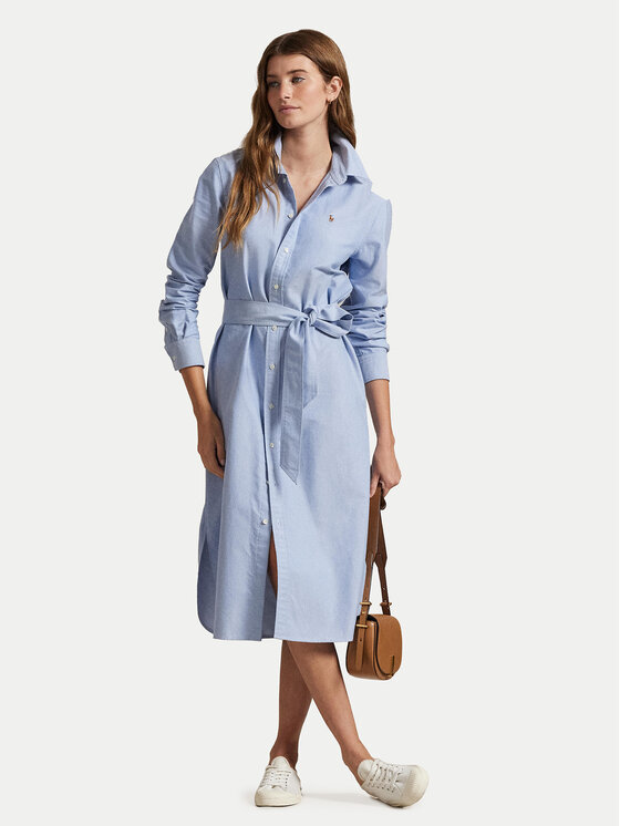 Polo Ralph Lauren Polo Ralph Lauren Košilové šaty 211928804002 Modrá Straight Fit