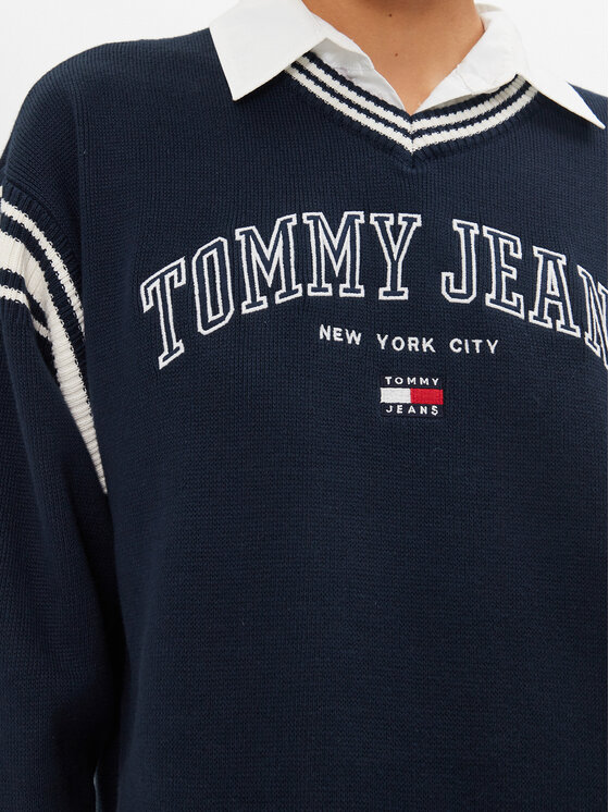 Tommy Jeans Tommy Jeans Sukienka dzianinowa Varsity DW0DW19807 Granatowy Regular Fit