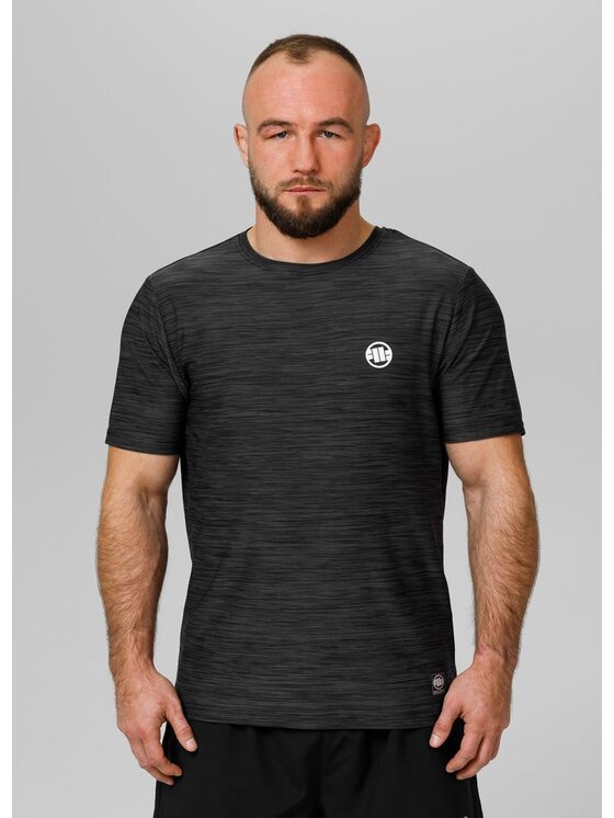 PITBULL PITBULL Koszulka techniczna Koszulka Casual Sport Small Logo S Czarny Regular Fit