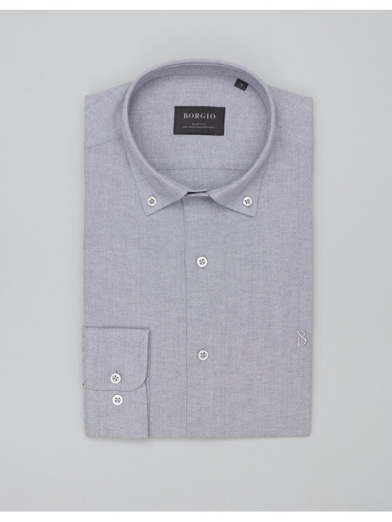 Borgio Borgio Koszula oleggio Szary Slim Fit
