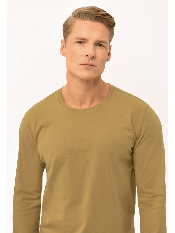 Volcano Volcano Longsleeve L-HALS Beżowy Regular Fit