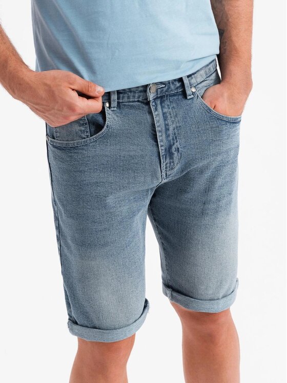 Ombre Ombre Szorty jeansowe OM-SRDS-0164 Niebieski Regular Fit