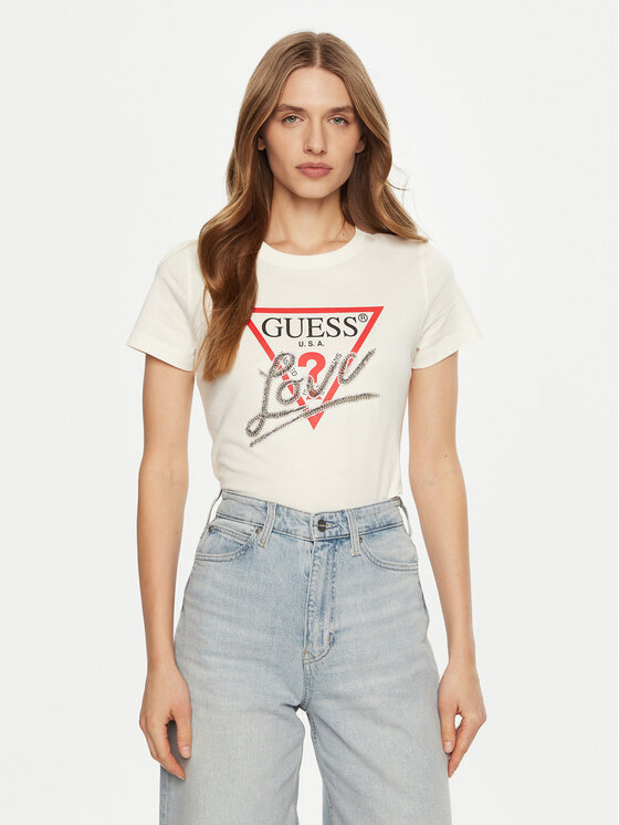 Guess T-krekls W5RI10 I3Z14 Écru Regular Fit