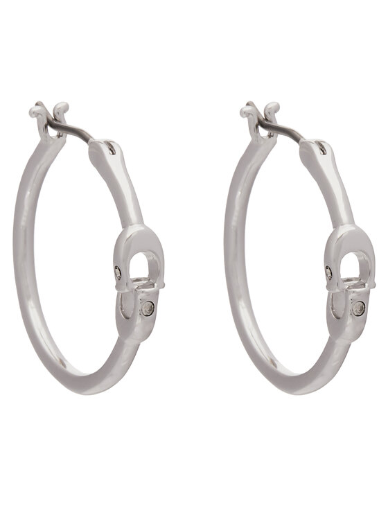 Coach Uhani Signature Hoop Earrings 37408160RHO030 Srebrna