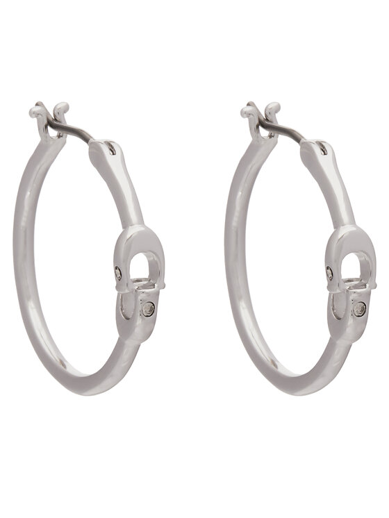 Cercei Coach Signature Hoop Earrings 37408160RHO030 Argintiu