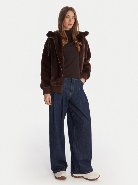 Guess Guess Кожено палто W5BL66 W3890 Кафяв Regular Fit