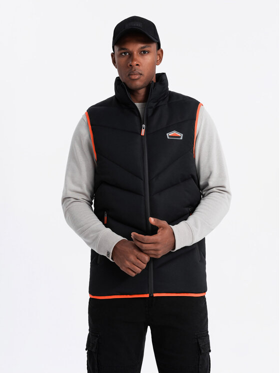 Ombre Ombre Kamizelka OM-JAVJ-0210 Czarny Regular Fit