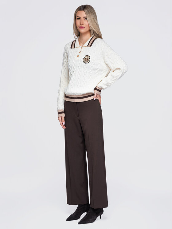Ombre Ombre Sweter OW-SW-E0024 Kremowy Regular Fit