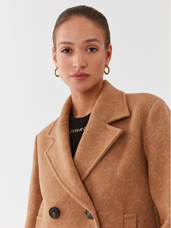 PINKO Pinko Volneni plašč 101875 Y82W Rjava Regular Fit