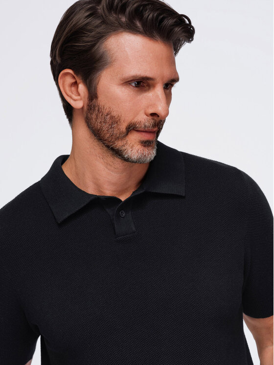 Ombre Ombre Polo OM-POSS-0178 Czarny Regular Fit