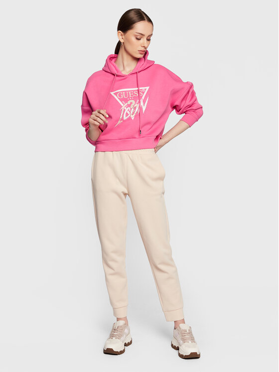Guess Guess Суитшърт Icon W3RQ03 KB683 Розов Relaxed Fit