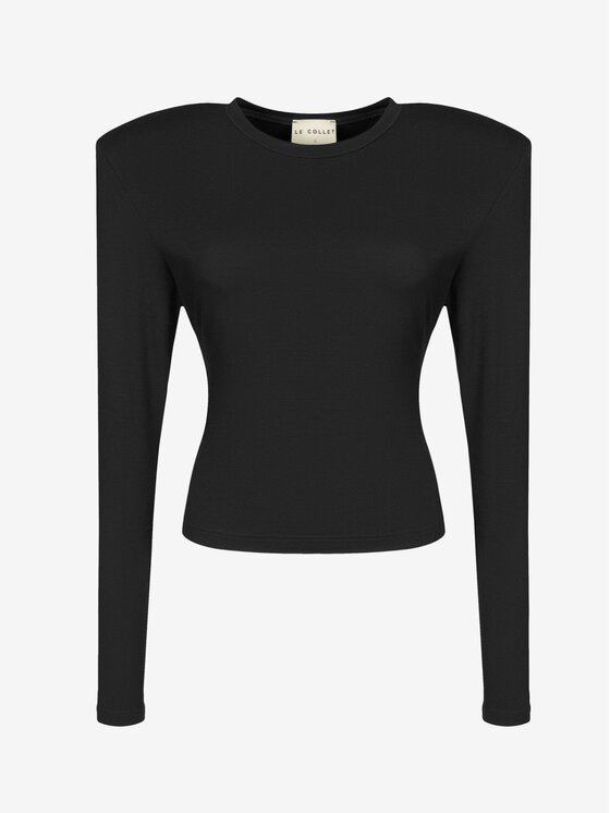 Le Collet Le Collet Bluzka CAMILLE Czarny Slim Fit