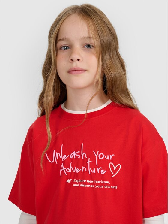 4F 4F T-shirt 4FJRAW25TTSHF3188-62S Rosso Oversize